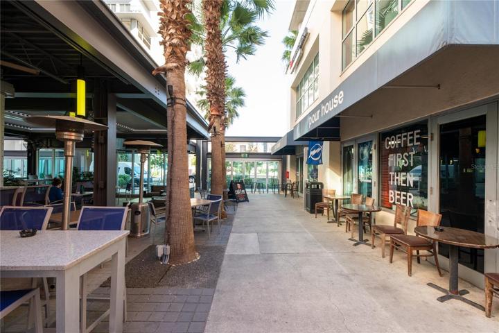 Courtyard with restaurants and bars