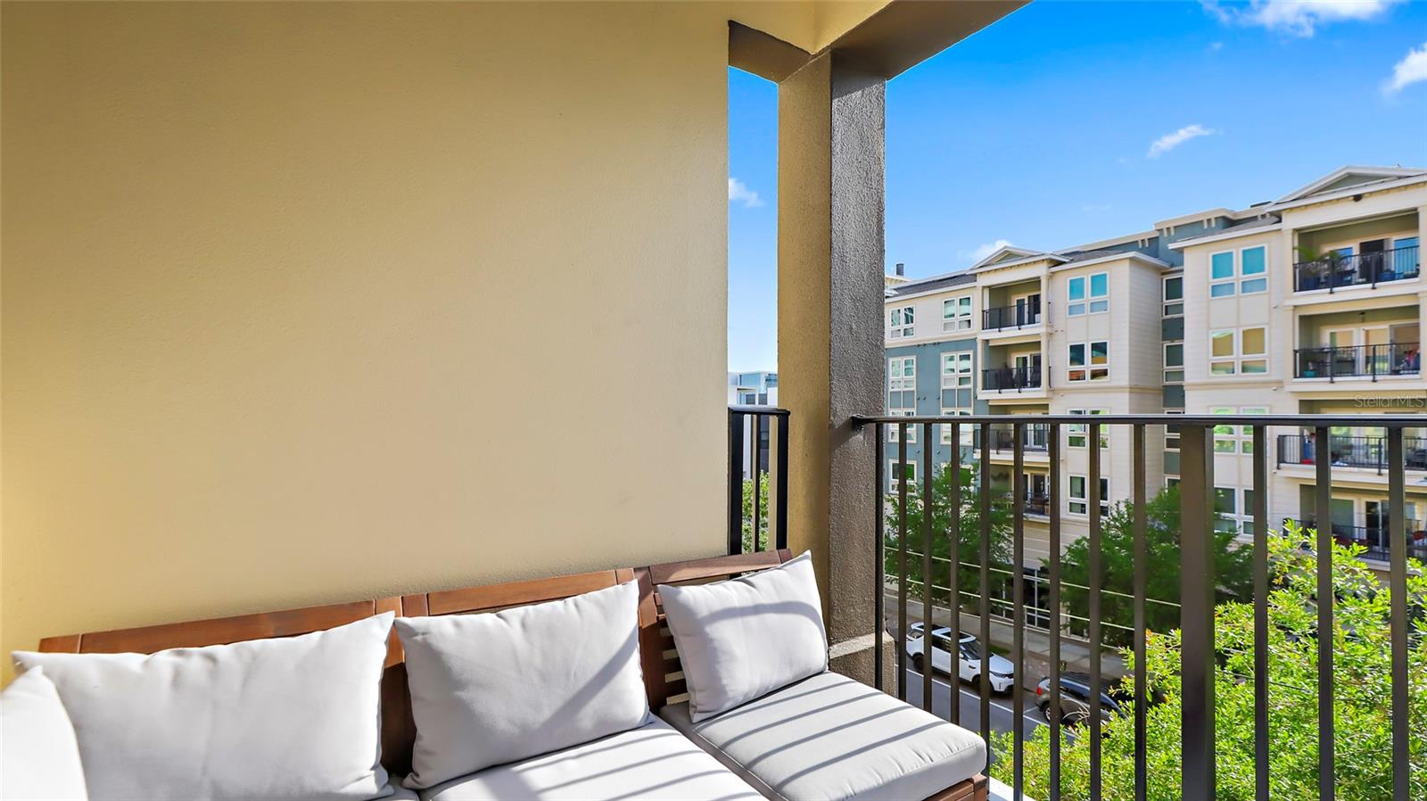 Balcony with city views