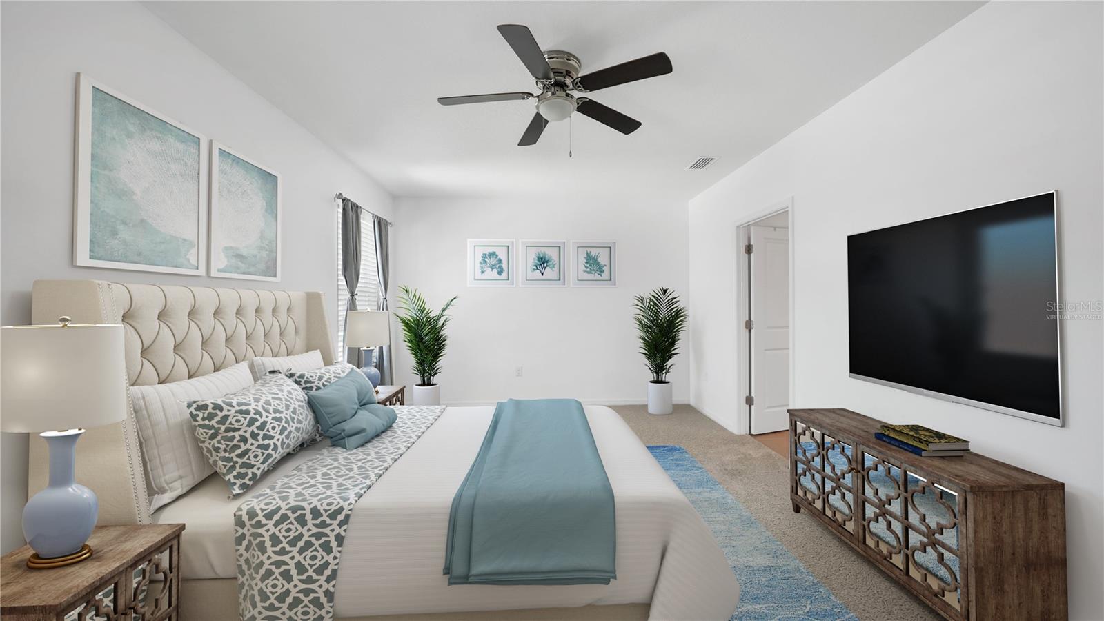 Virtually staged Master Bedroom