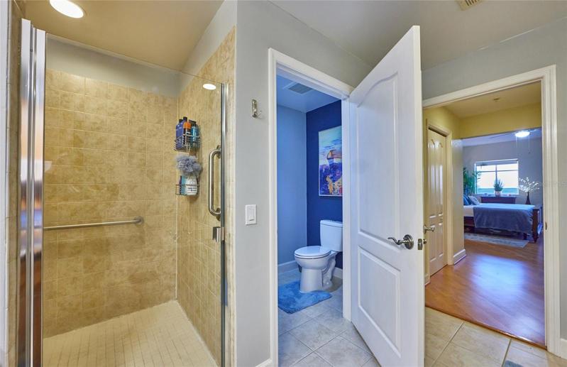 Master bath with seperate water closet, shower, and jetted soaking tub.