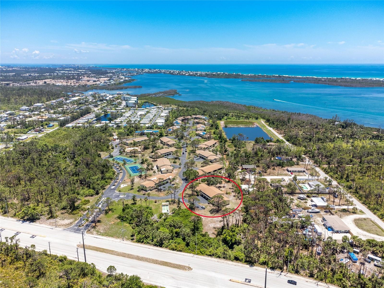 High aerial #3 - look how close the condo is to Lemon Bay and the Gulf of Mexico!