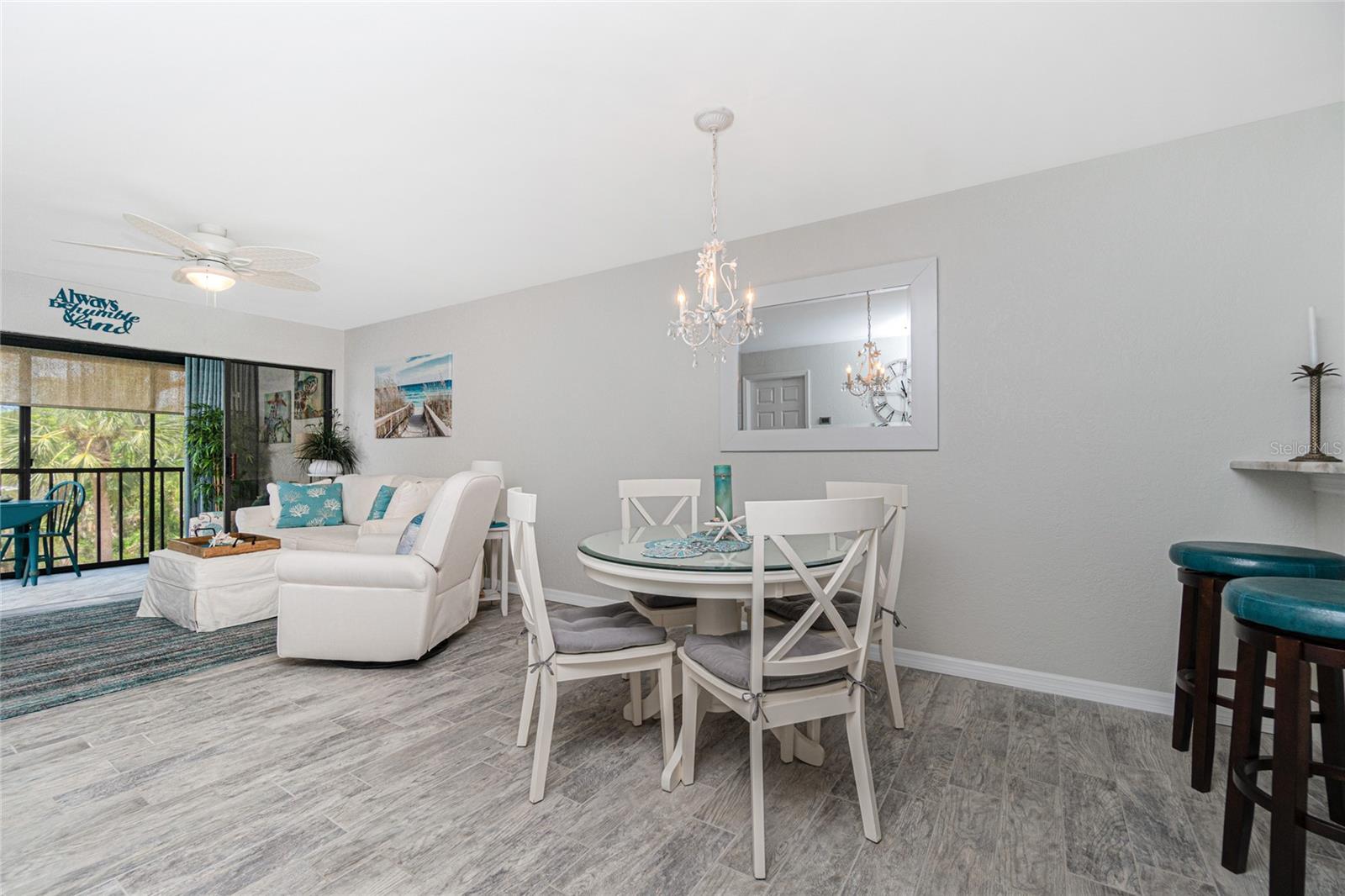 Very open plan with combo dining/living area