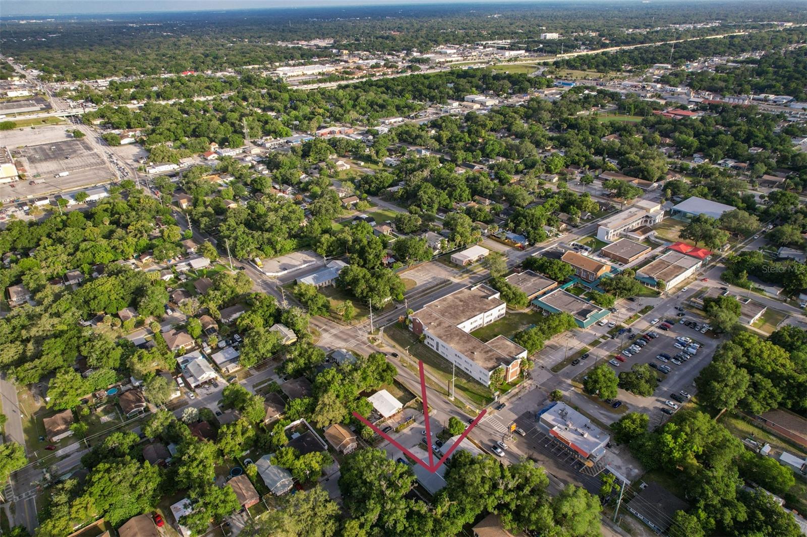 Aerial view of neighborhood