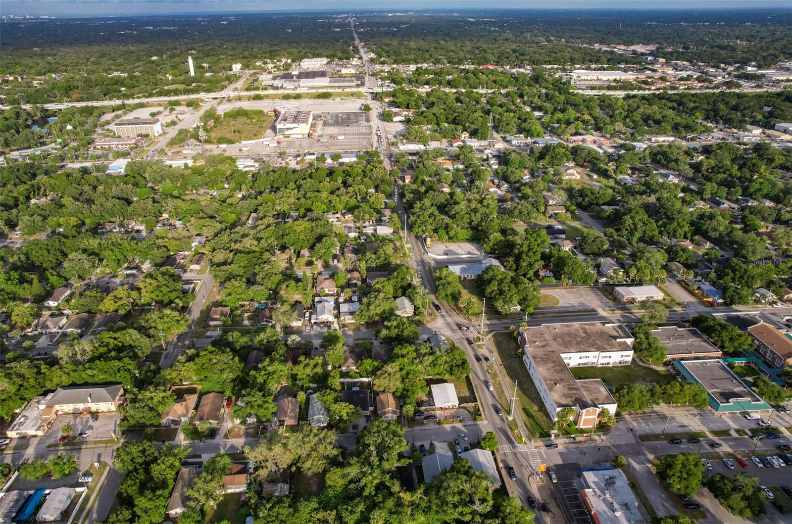 Aerial view of neighborhood