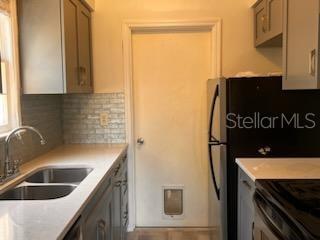 Kitchen leads to garage