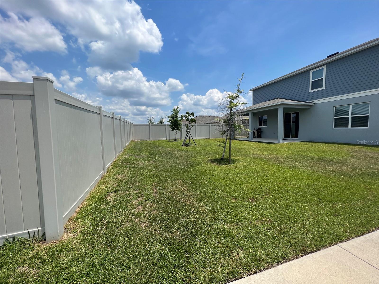 Partially fenced backyard