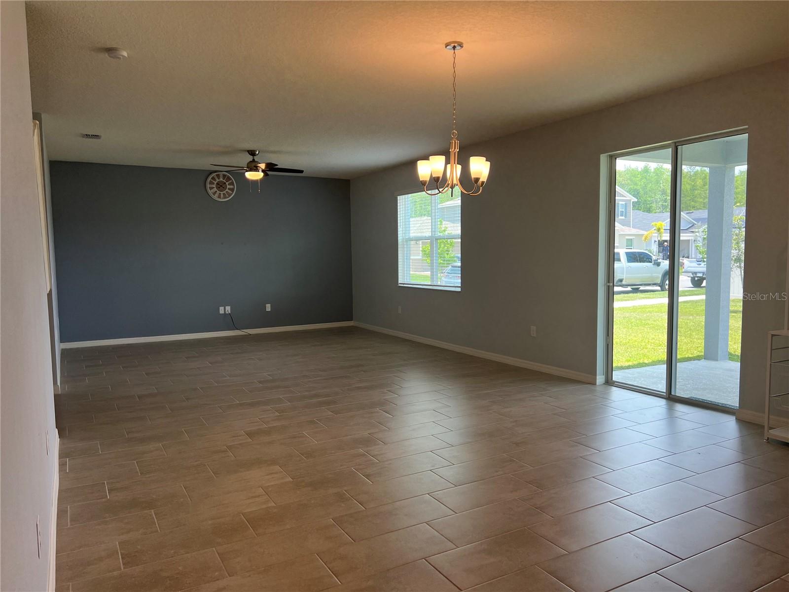 Great Room with sliders to the covered porch