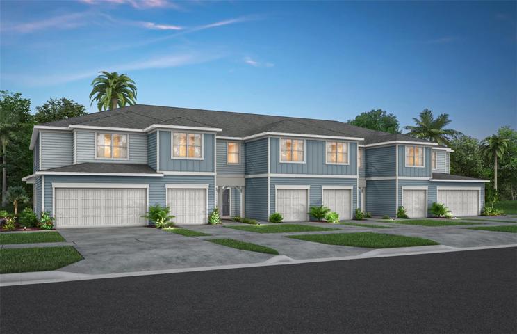 Marigold Townhome Coastal Exterior Design. Artistic rendering for this new construction home. Pictures are for illustrative purposes only. Elevations, colors and options may vary.