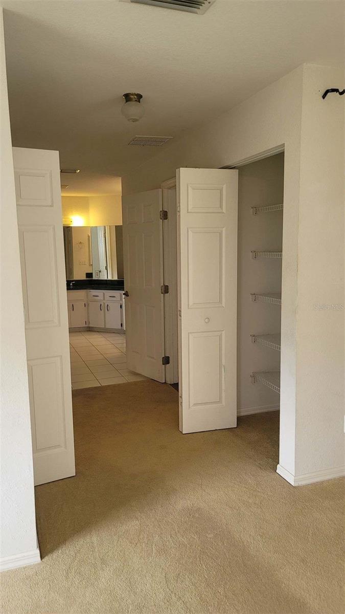 Walk in closets in master bedroom
