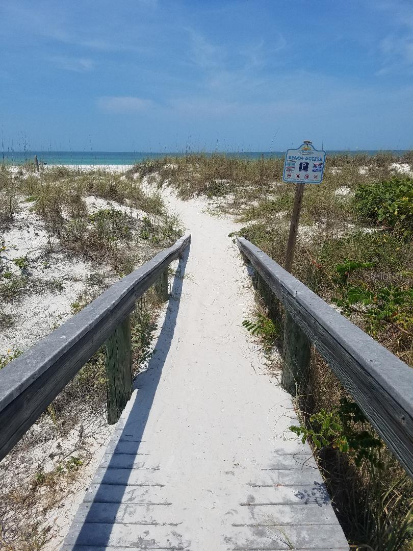 300 steps to white sandy St Pete Beach on the Gulf of Mexico