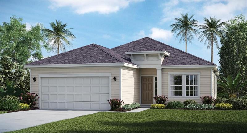 Artist rendering; illustration only; colors, features, and garage orientation may differ.