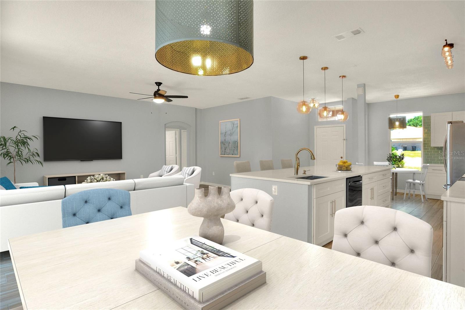 Virtually staged dining room