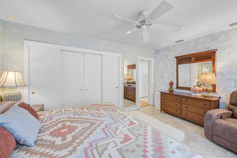 Double closets in the guest bedroom