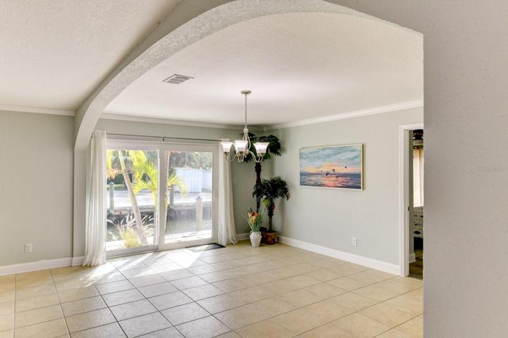 The dining area is conveniently located by the kitchen