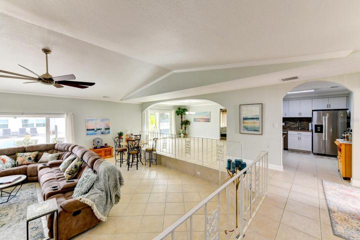 View of the living room, dining area and kitchen