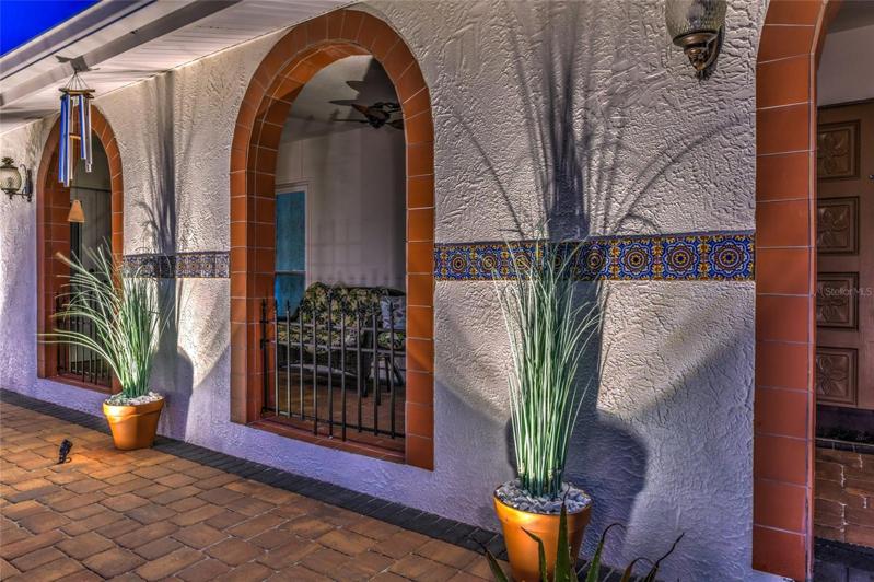 Front patio with lighting
