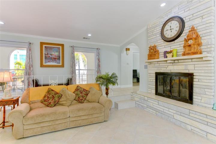 Wood burning fireplace in the living room