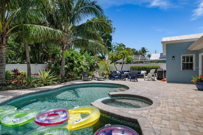 Resort style pool and spa with southern exposure
