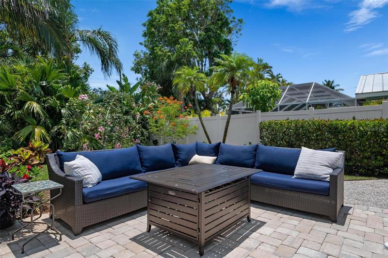 Outdoor seating and firepit