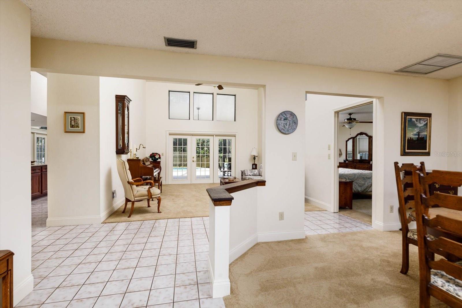Foyer view to Dining Room and Living Room