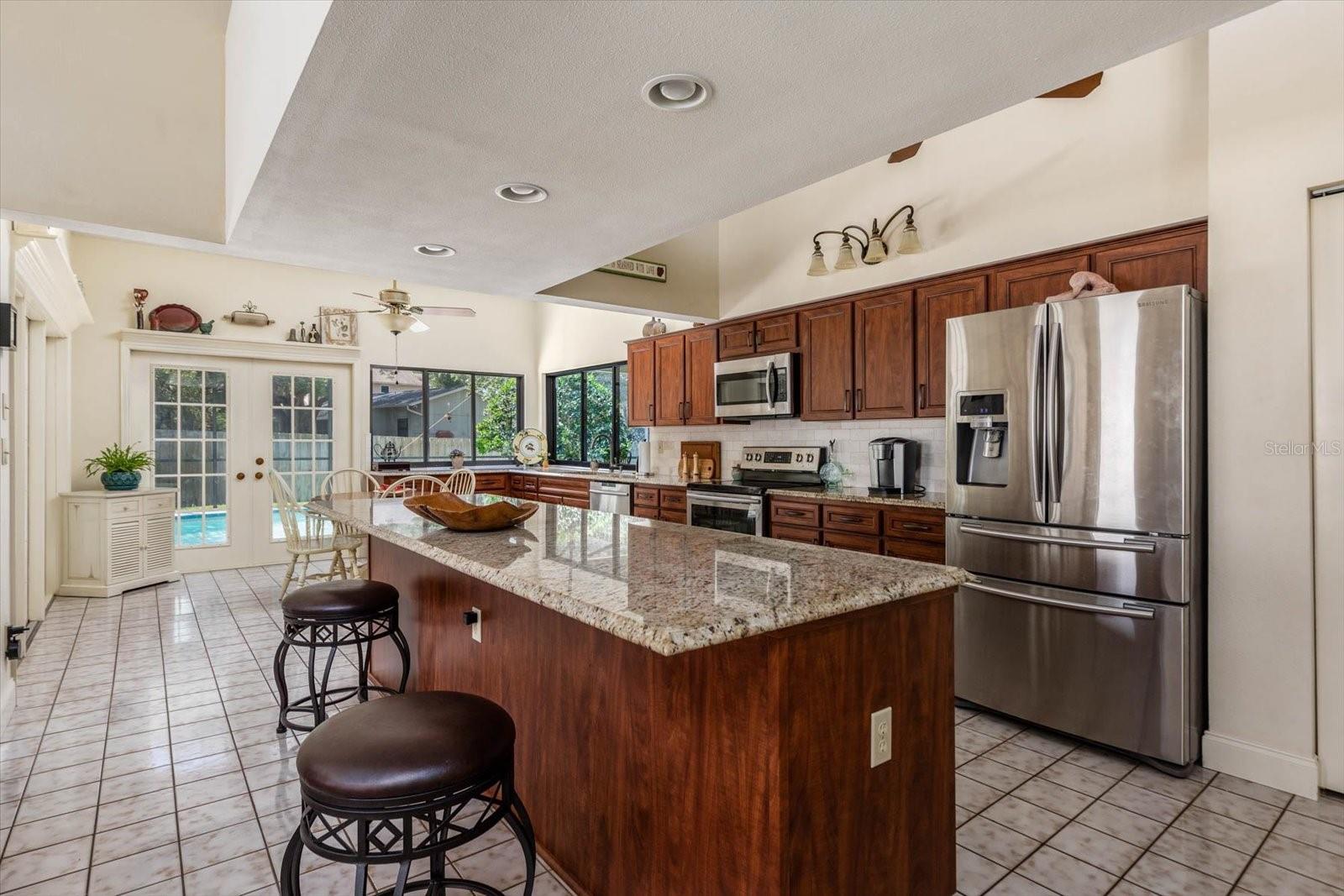 Kitchen with serving island.