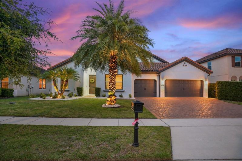 Front of house during twilight