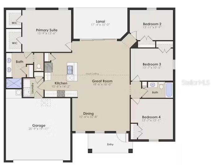 St Augustine Floor Plan Rendering *DISCLAIMER: Renderings, Photos, Virtual Tours are of like model and are used for display purpose only, actual property may vary.