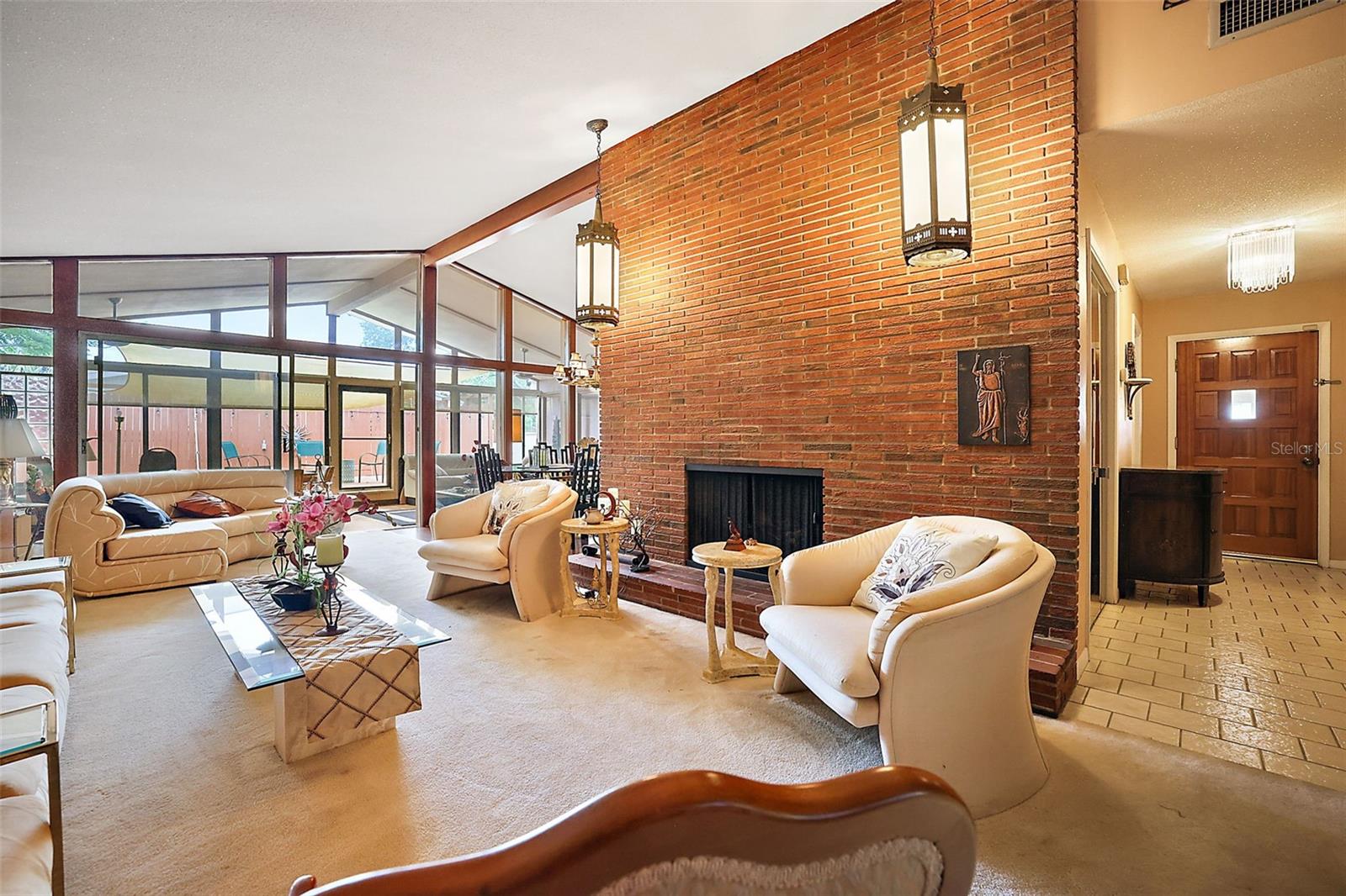 Living room with fireplace