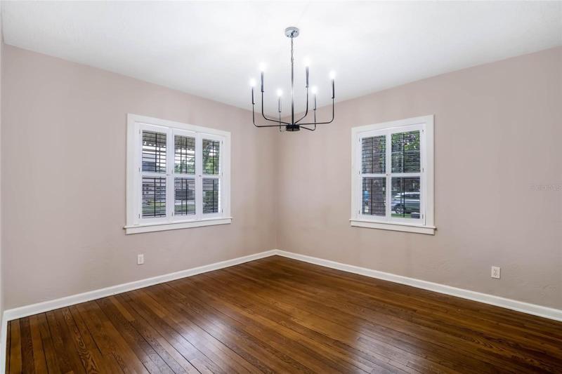 Separate Dining Room with New Lighting