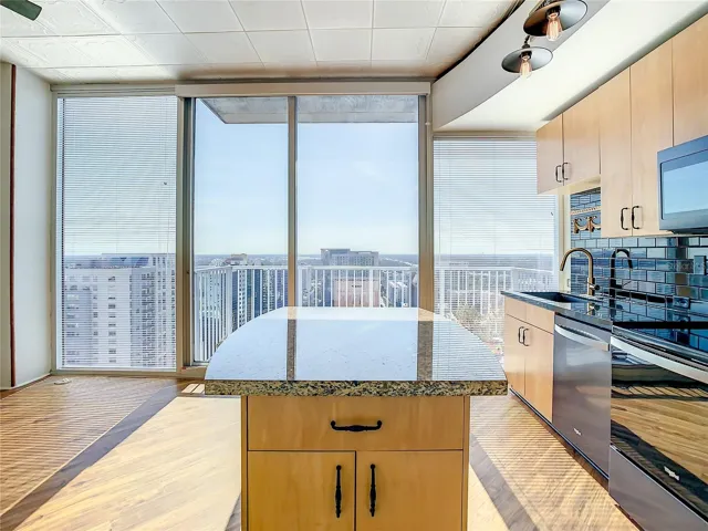 kitchen with movable island