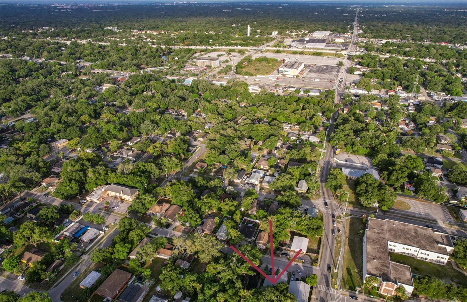 Aerial view of neighborhood