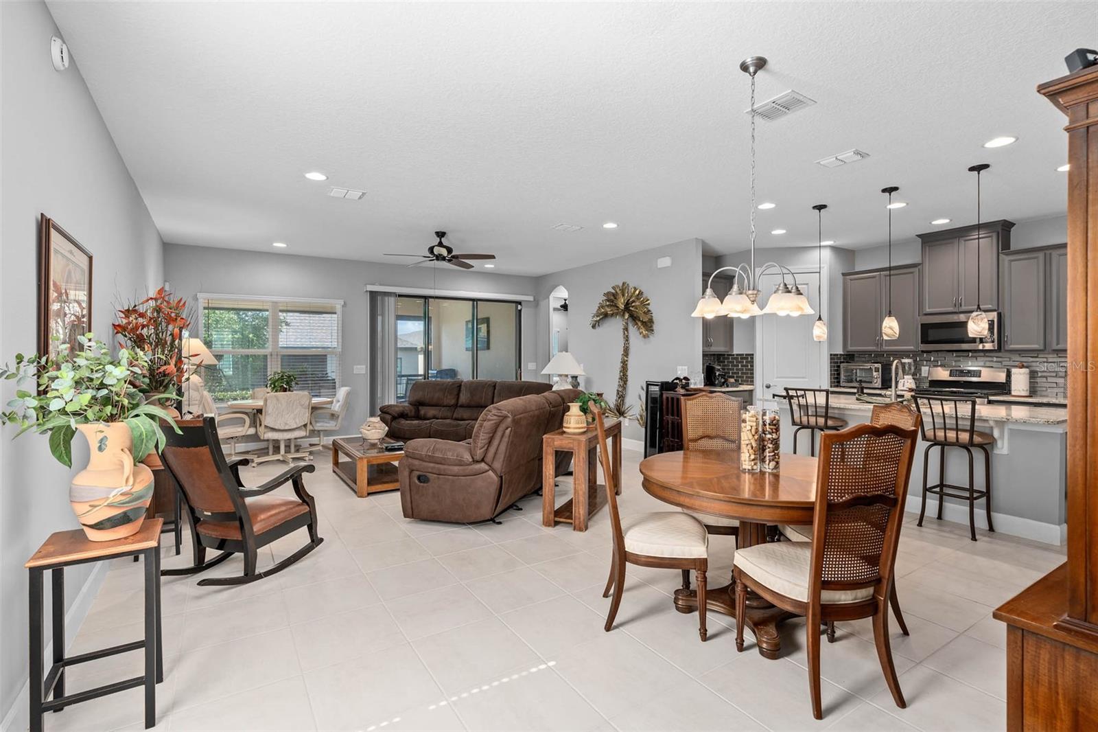View from the Foyer to the Dining Area, Family Room, Kitchen and Lanai