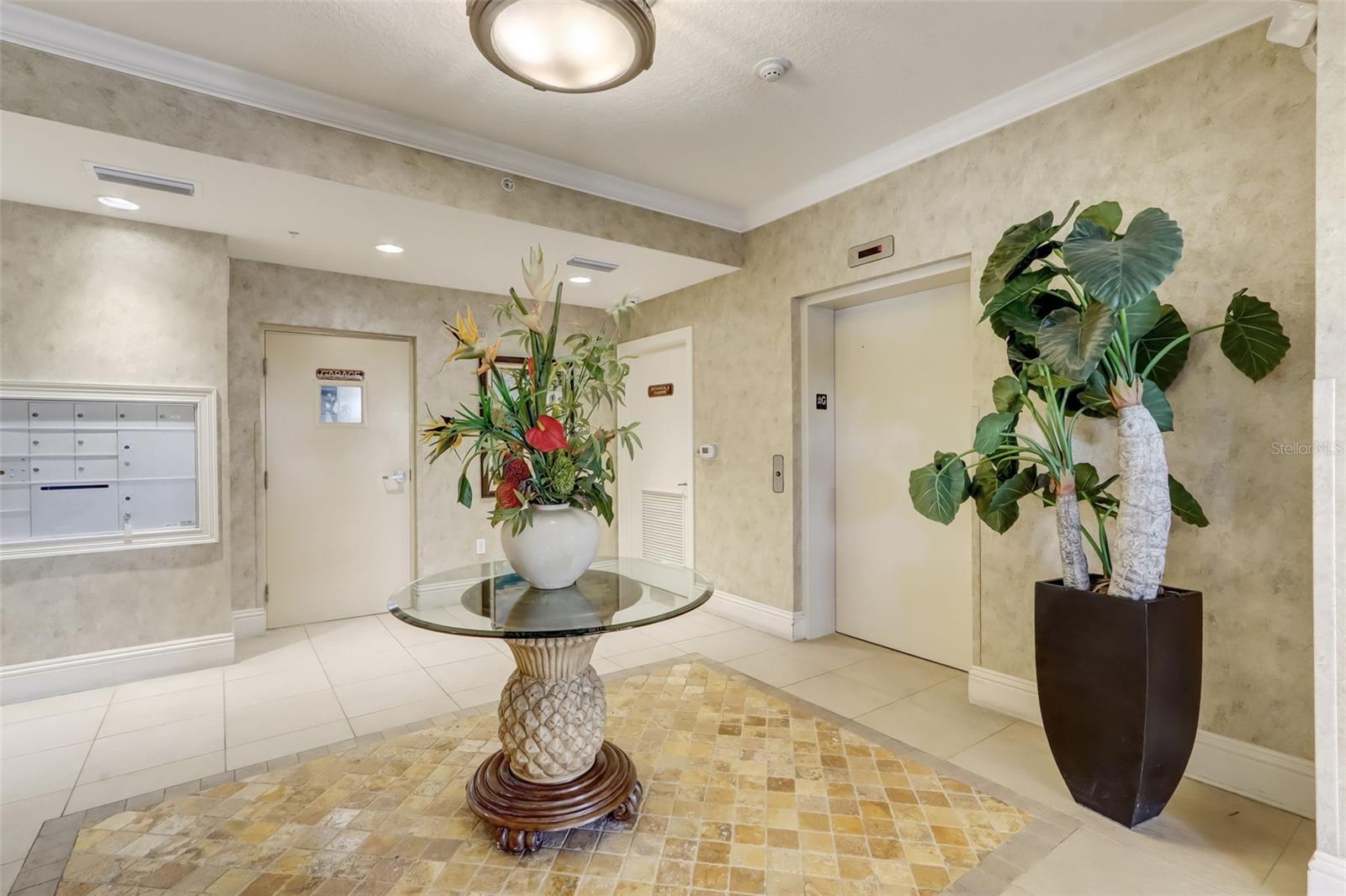 Lobby elevators and Mail-stop
