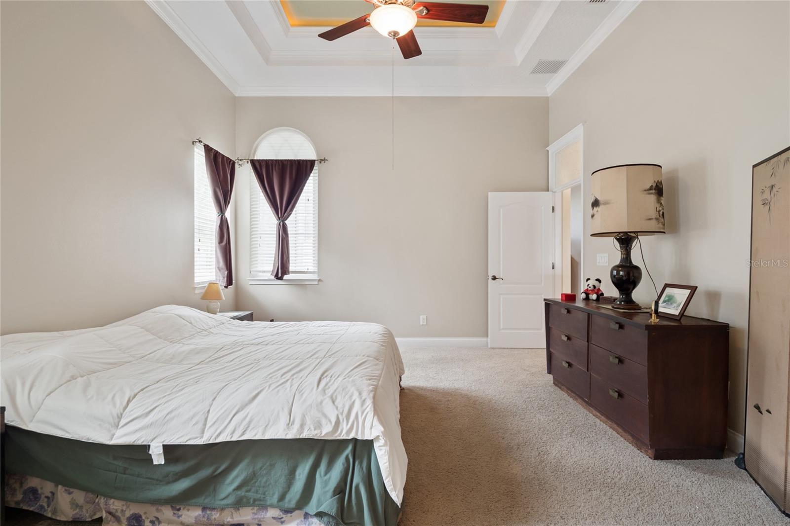 Tray ceiling has rope lighting