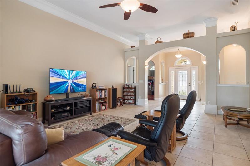 View from family room in to the grand foyer