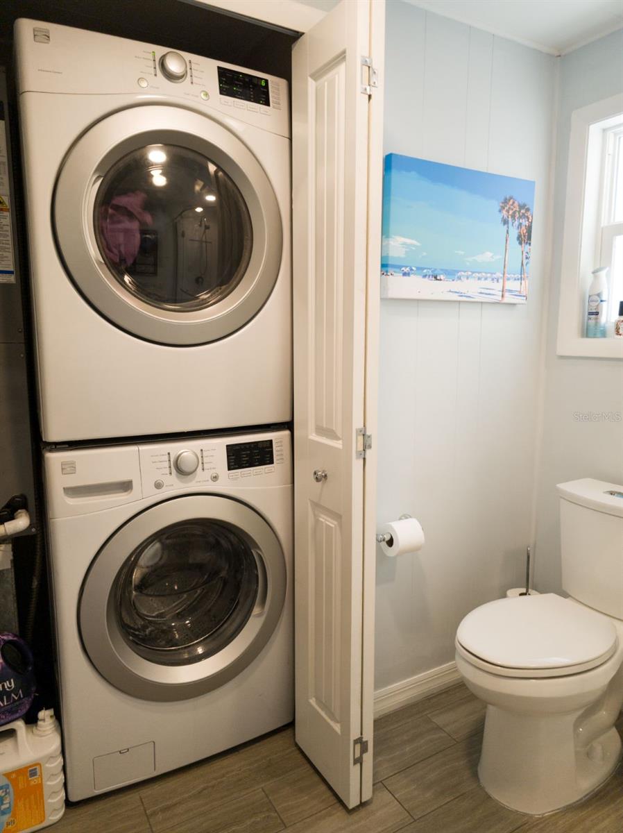 Stacked Washer Dryer Closet in Hallbath was Created During Recent Renovation!