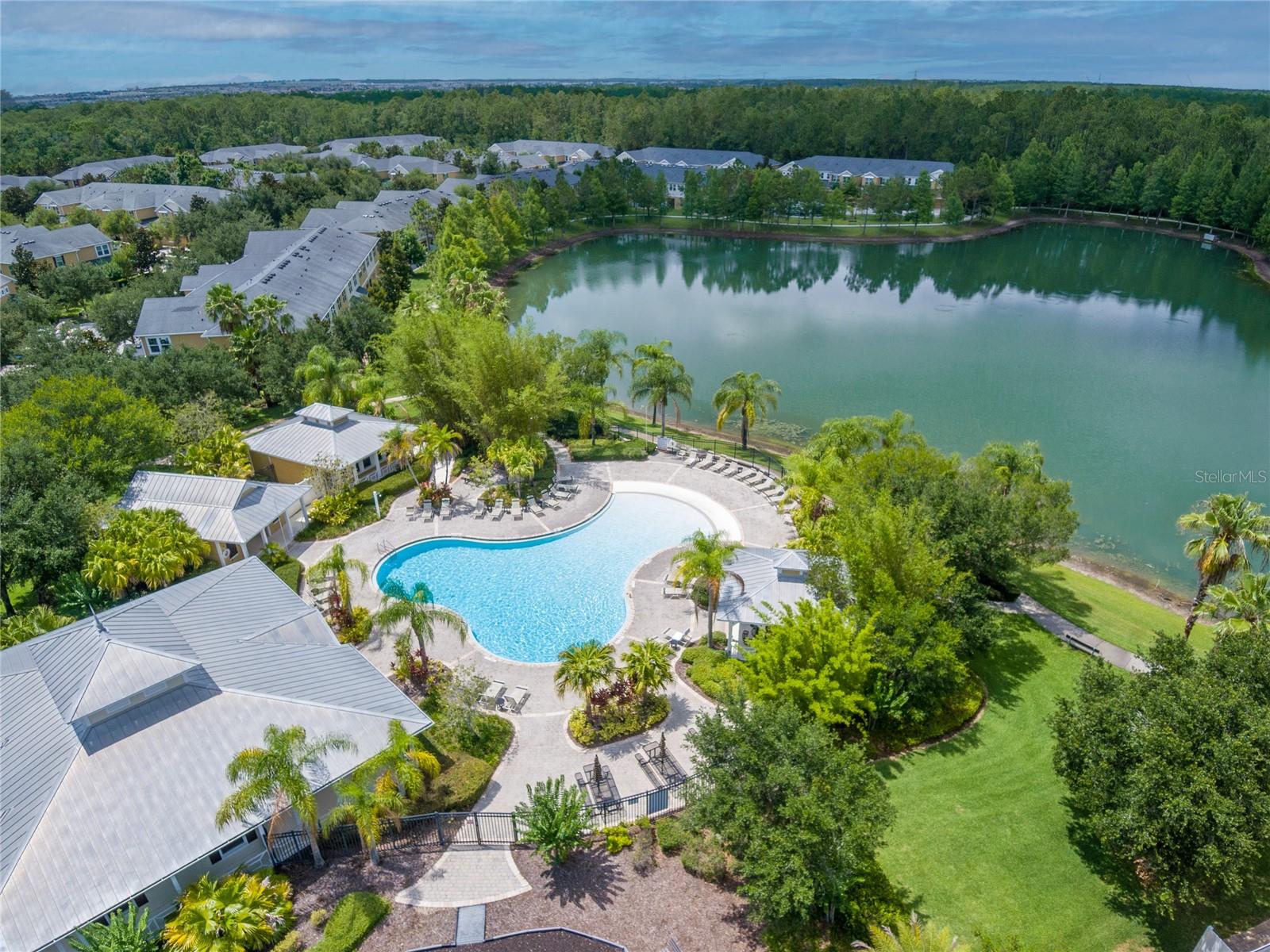 Clubhouse, fitness center, lakeside beach-entry pool, walking trail
