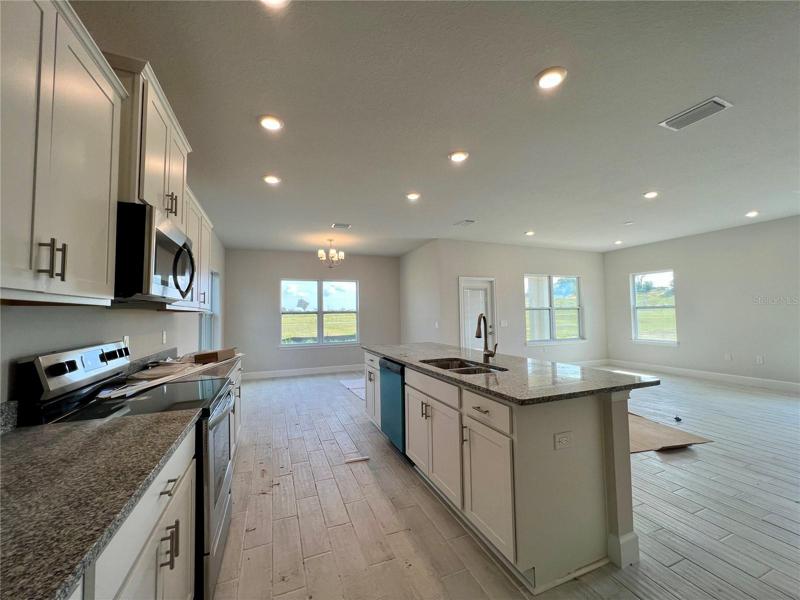 kitchen, dining & living room