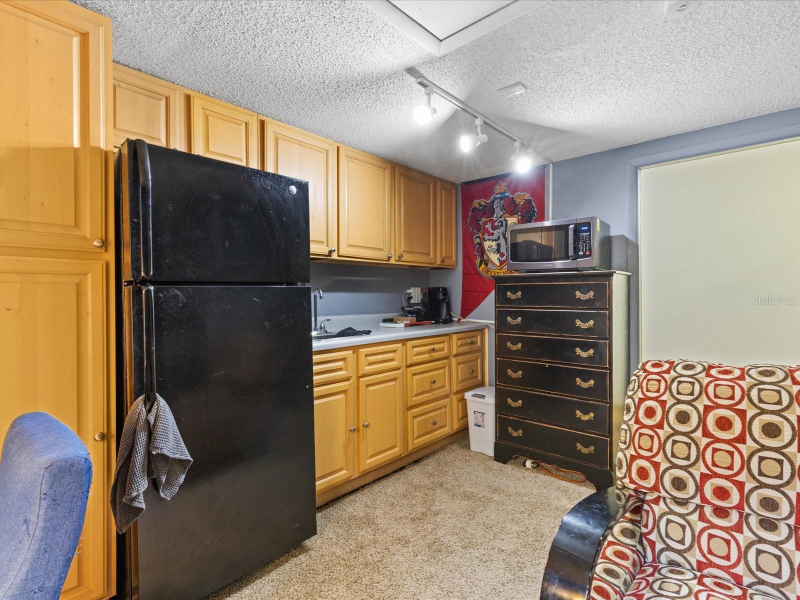 part of the bedroom in garage. Teenage room, flex room, or garage.