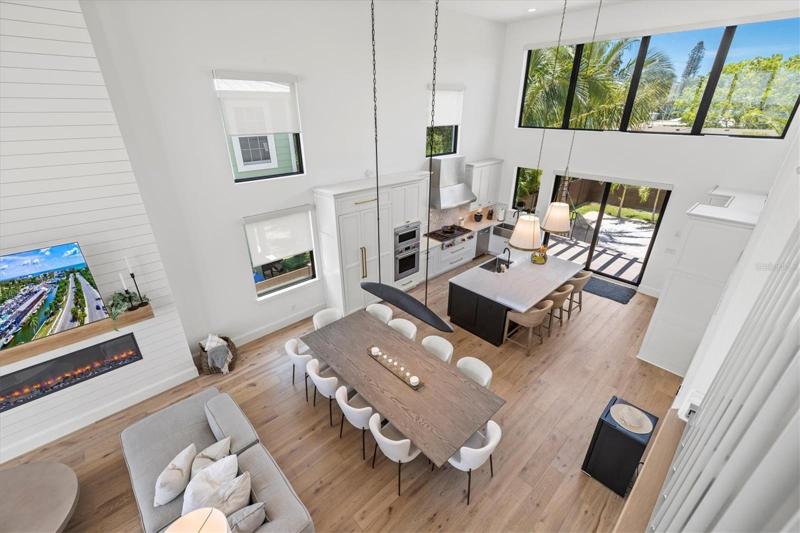 Looking at kitchen/dining from upper level.