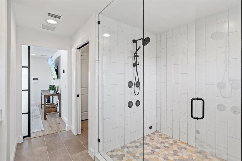 Master suite bath with steam shower.