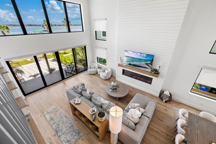 Looking at living room from upper level.