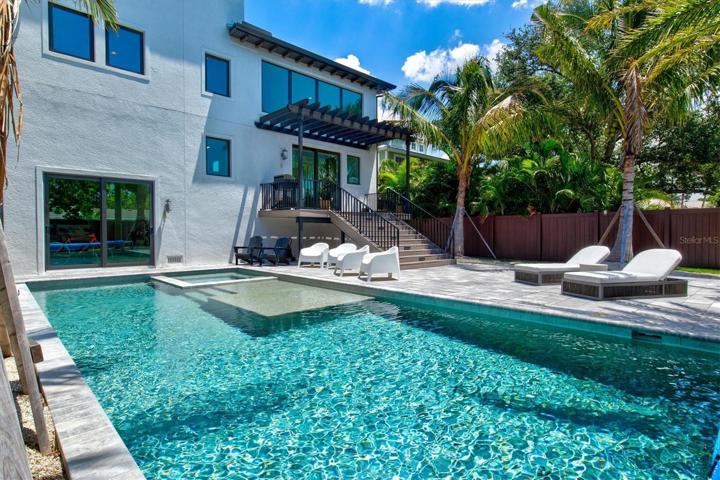 Heated salt-water pool.