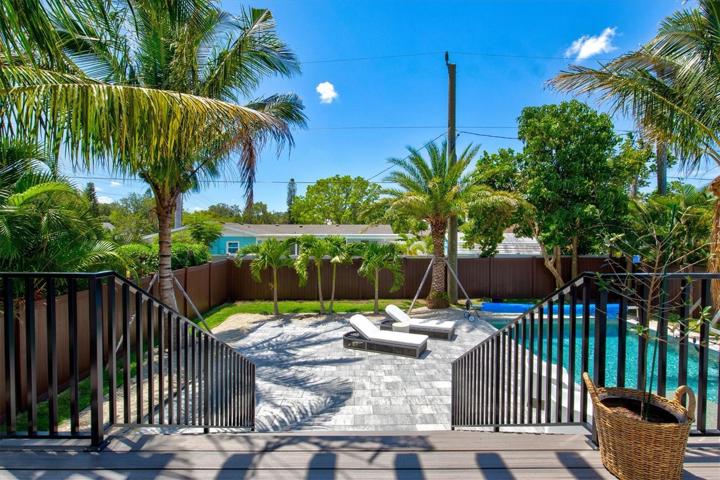 Fenced backyard.