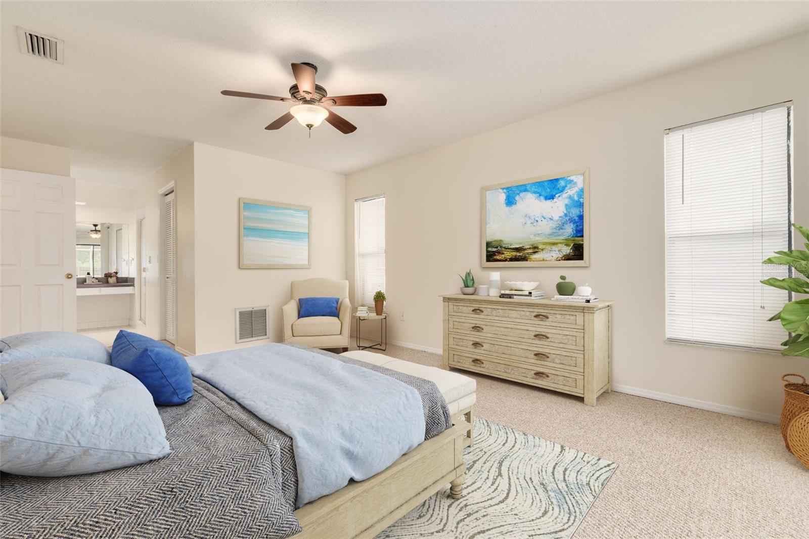 Owners' bedroom, virtually staged