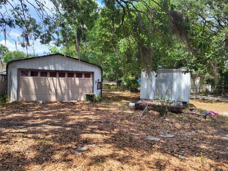 2 car garage and storage shed