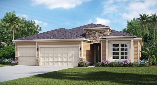 Artist rendering; illustration only; colors, features, and garage orientation may differ.