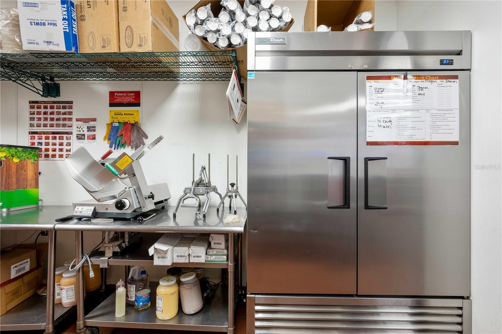 Back Fridge and Meat Slicer