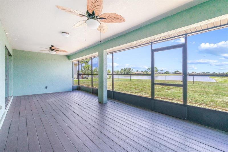 Lanai with lake views