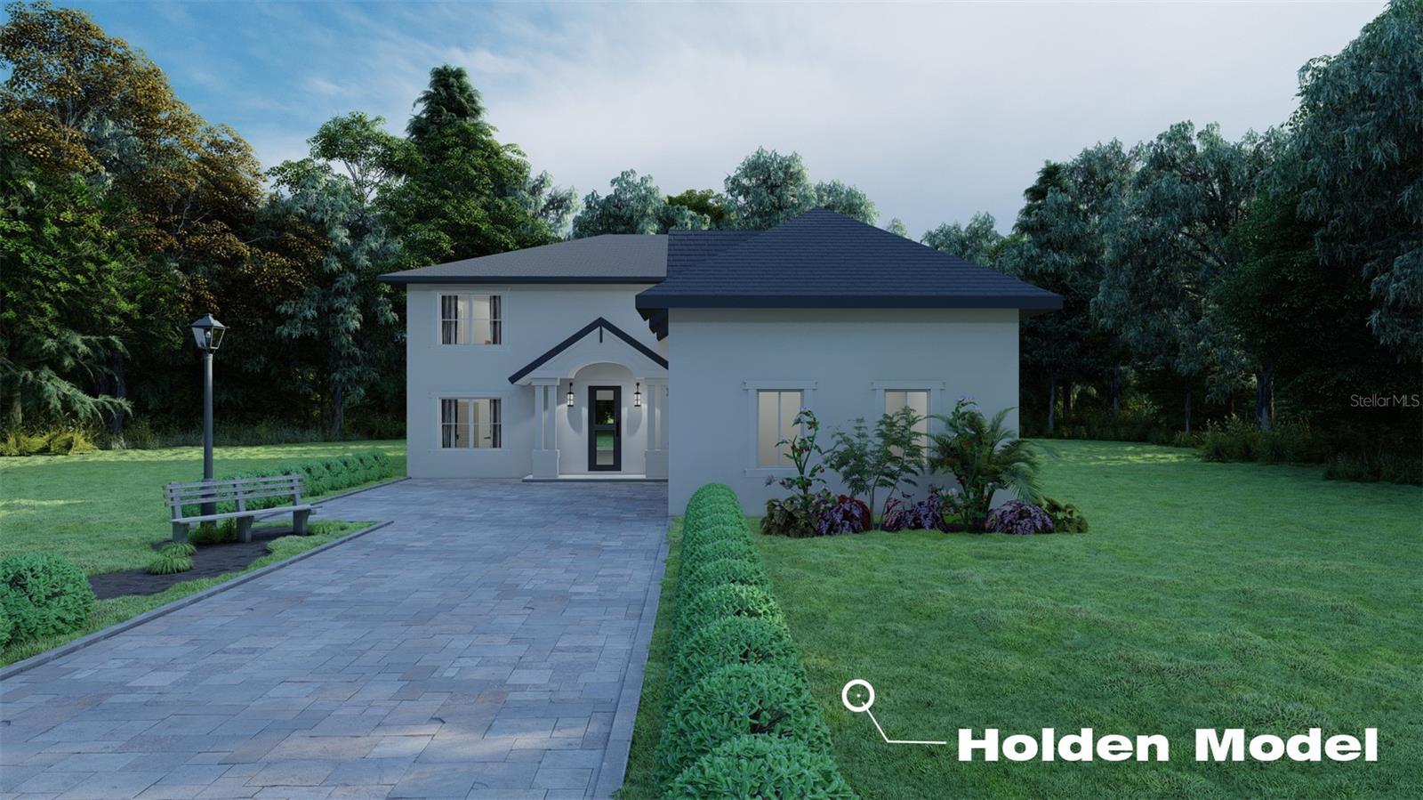 Holden Model. Front View. Front Entry will vary with each lot. This is an artist's rendering depicting the home elevation. Final Elevation may vary. Fixtures and trim are not included.